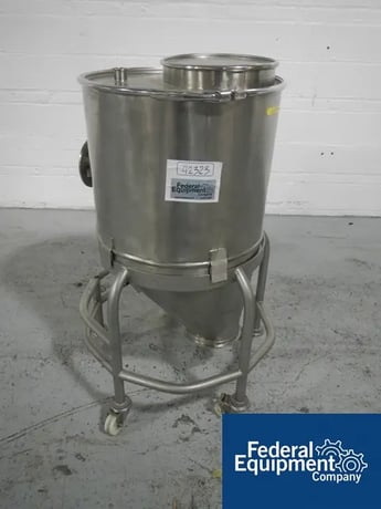 4 cu.ft., Stainless Steel Tote Bins, 22" x 42" x 17" cone bottom, 12" top access, 1.5" top nozzle, 8" bottom - Image 2