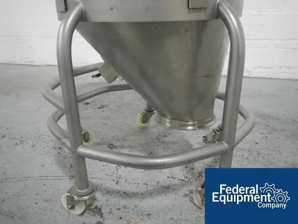 4 cu.ft., Stainless Steel Tote Bins, 22" x 42" x 17" cone bottom, 12" top access, 1.5" top nozzle, 8" bottom - Image 7