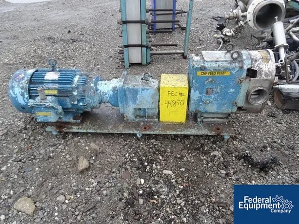 310 GPM, Waukesha #200, Stainless Steel rotary lobe pump, 4" in/outlet, on base, 20 HP, 230/460 V., #44850 - Image 1