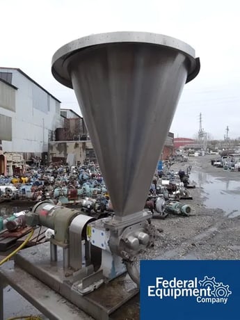 Waukesha #34, Stainless Steel Rotary Lobe Pump, 2" x 8" rect.feed open.w/S/S feed hopper, 1.5" bottom disch - Image 4