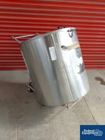 100.3 gallon Stainless Steel tank, 380 liter, 780mm dia.x 800mm straight side, hinged flat top, flat bottom - Image 1
