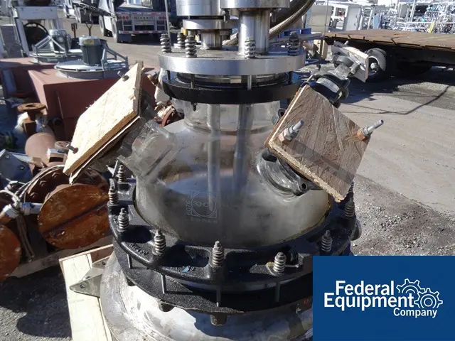 20 gallon Pfaudler, reactor, 316L Stainless Steel bottom, Schott Duran removable glass dome top, jacketed 100 - Image 8