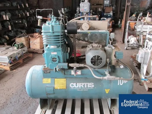 10 HP Curtis #LV9711-A3, air cooled, mounted on 80 gallon Carbon Steel air tank, 460 V., 3 phase, 1998 - Image 1