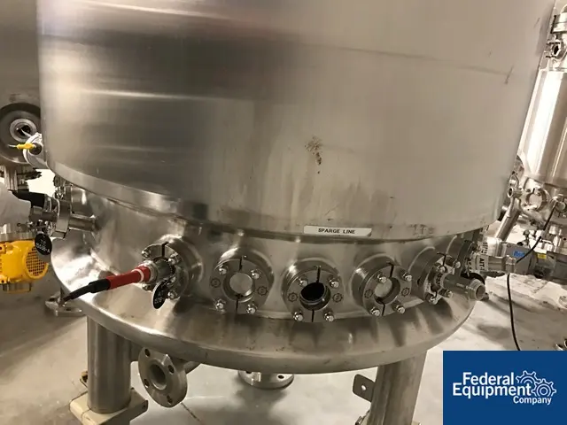 290 gallon Precision Reactor, 316L Stainless Steel, 40/90 psi, 32" diameter x 75" straight side, dish top and - Image 6