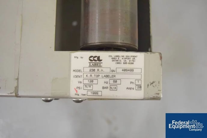 CCL #230R.H., labeling systems top label, 120 V., serial# 408499, #2840-31 - Image 2
