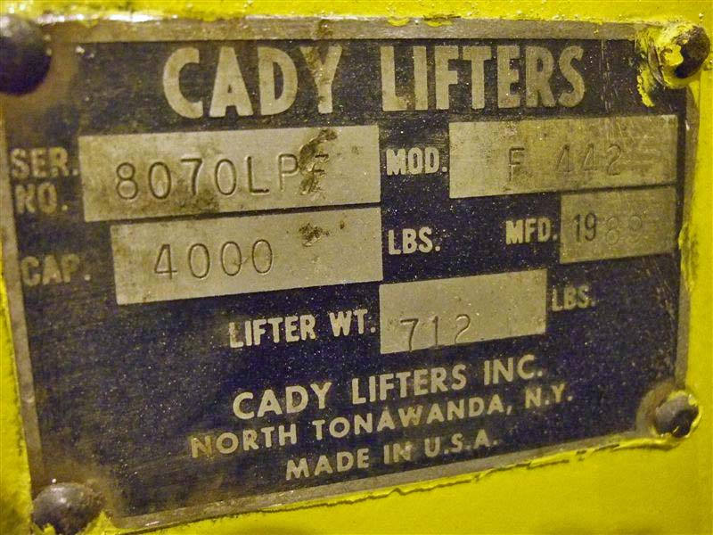 4000 lb. Cady #F442, pallet lifter, 42" long forks, 40" inside to inside forks, 4" width forks, 1989 - Image 3