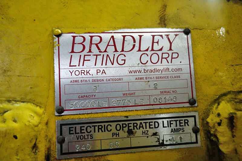 50000 lb. Bradley, coil grab, motorized, 48" max.width, 16" ID, 72" OD, 240 V., stand included - Image 3