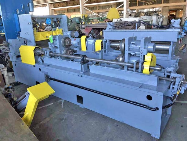 60" x .2" Rowe, edge trimmer, double stub design, powered width adjustment, 42" passline, 1993 - Image 1