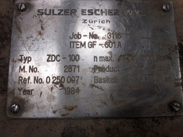 40" x 118" Escher-Wyss #ZDC-100, 260 HP, decanter type, S/N 2870, 1984, #43025 - Image 1