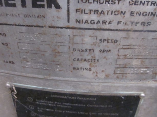 40" x 20" Tolhurst #161, 1260 RPM, perforated bowl, basket type, motor drive, #94609 - Image 3