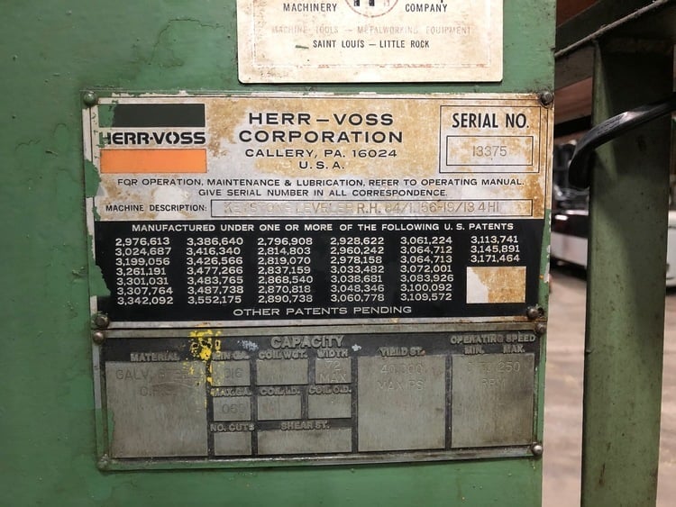72" x .06" Herr Voss #RH84/1.156-19/1634HI, precision leveler, 19 straightening rolls, 1.156" roll diameter - Image 3