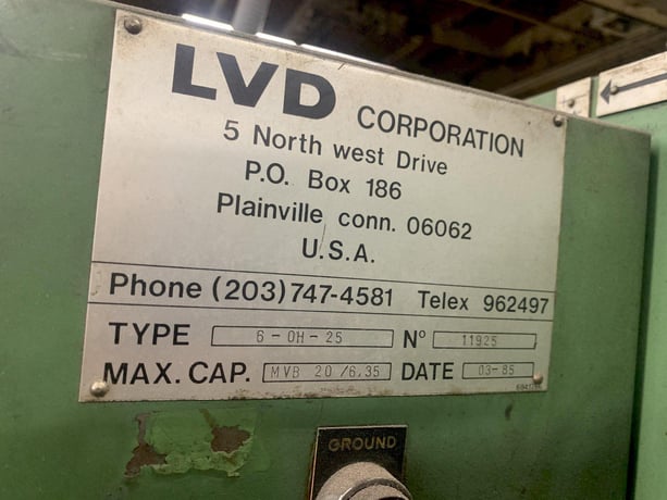 1/4" x 8' LVD #6OH-25 MVB20/6.35, hydraulic shear, 53" LH squaring arm, 4' sheet support, 1985 - Image 6