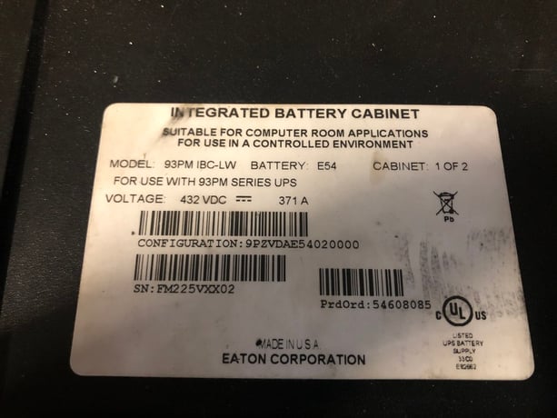 Eaton 93PM IBC-LW, 400A DC breaker, 432 VDC, battery cabinet - Image 2