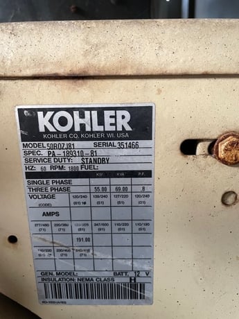 50 KW Kohler/J Deere, diesel generator set, 208 or 480 Volts, 3 phase, weatherproof enclosure, 12 lead - Image 8