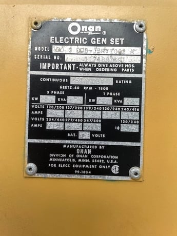 50 KW Onan/J Deere, diesel, 208 or 480 Volts, 3 phase, weatherproof enclosure, 12 lead reconnectable, 300 - Image 3
