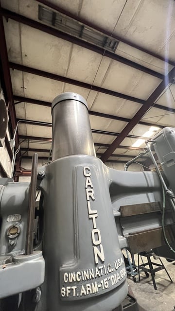 6' -15" Carlton #3A, radial arm drill, tilting box table - Image 8