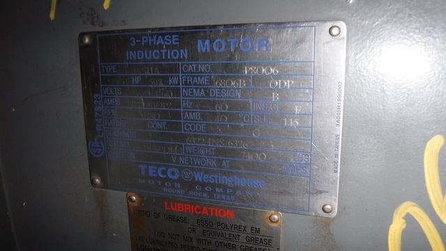 800 HP 1200 RPM Teco Westinghouse, Frame 6806B, Drip-Proof Ball Bearing, 2300/4160 Volts - Image 4
