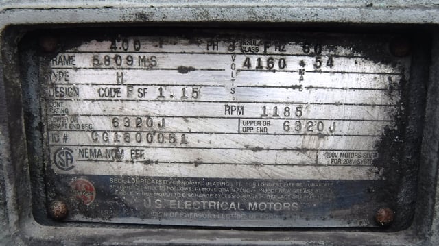 400 HP 1200 RPM U.S. Motors, Frame 5809MS, WPIIBB, 4160 Volts - Image 2