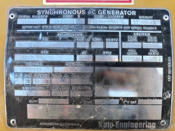 1050 KW Caterpillar #3512C-HD, diesel generator set, 277/480 Volts, 3-phase, 1475 HP, Tier 2, 2007, #17468 - Image 4