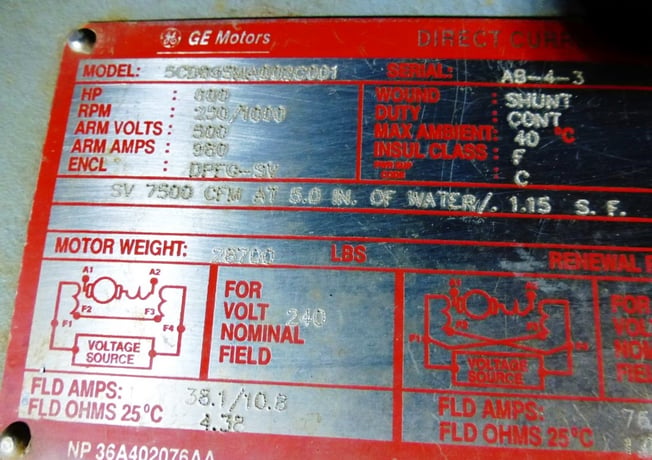 600 HP 275/1000 RPM General Electric, Frame CD6985, DC mill motor, 500 V.arm 960A, in stock (2 available) - Image 7