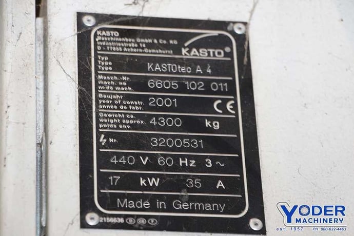 17" x 17" Kasto #Kastotec-A44, horizontal saw, 1-1/2" blade, hydraulic vise, 2001, #69870 - Image 7