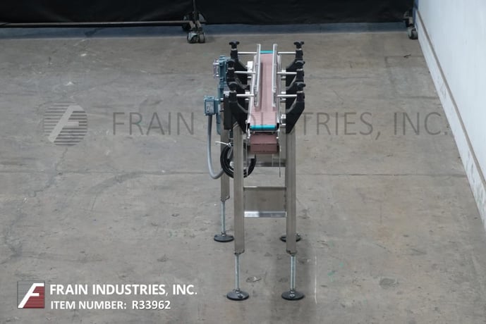 4-1/2" wide x 4.8' long, BMI, Stainless Steel table top belt conveyor, mounted on 4 leg Stainless Steel frame - Image 4