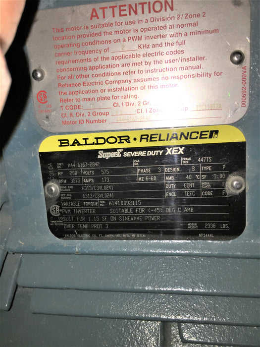 55 GPM, CPC #H2R, type BB2, size S3x4x15, 200 HP Baldor motor 447TS (2 available) - Image 8