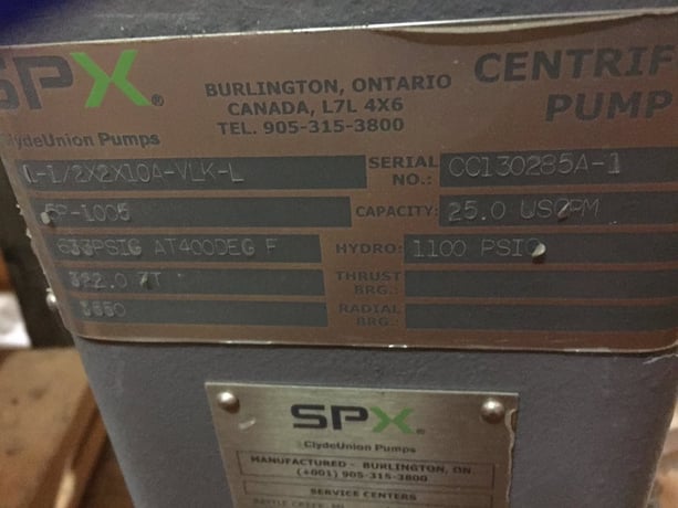 25 GPM @ 322' TDH, Clyde Union Union #VLK, type OH4, size 1.5x2x10, 20 HP Baldor motor - Image 4