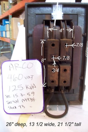 125 KVA 440/460/480 Primary, 15.3-5.9 Secondary, Arco, machine type transformer - Image 4