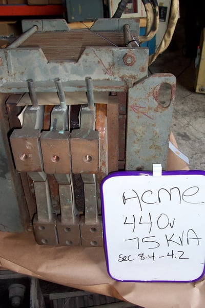 75 KVA 440/460/480 Primary, 8.4-4.2 Secondary, Acme, machine type transformer - Image 1