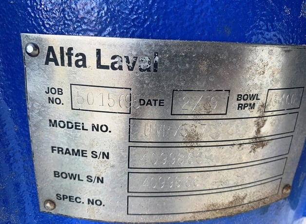 Alfa-Laval #UVPX507-507-AGT-14, oil separator for food grade oil, bowl rated for 6400 RPM, Complete with - Image 9