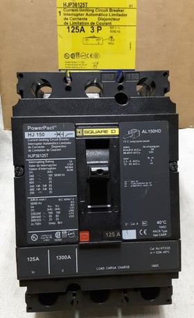 125 Amps, Square D, HJP36125T, HJL125A frame w/T suffix = interchangable trip - Image 1