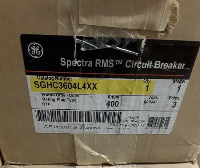 400 Amps, General Electric Spectra Series, SGHC3604L4XX, 600V 3P 35 kA @ 480V, LSIG (new style replacement - Image 1