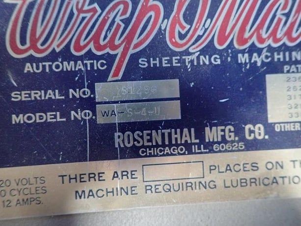 Rosenthal #WA-S-4-U, Wrap O Matic sheeter, 48" wide, razor slitting bar - Image 6