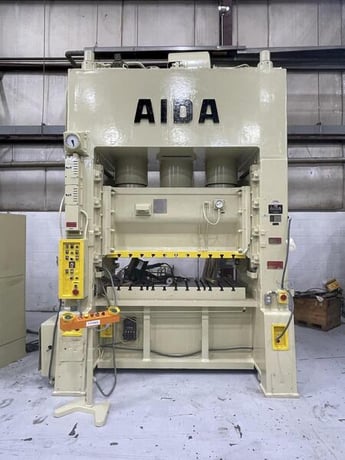 200 Ton, Aida #PDA-20M, straight side double crank press, 5.9" stroke, 23.7" Shut Height, air clutch & brake - Image 1