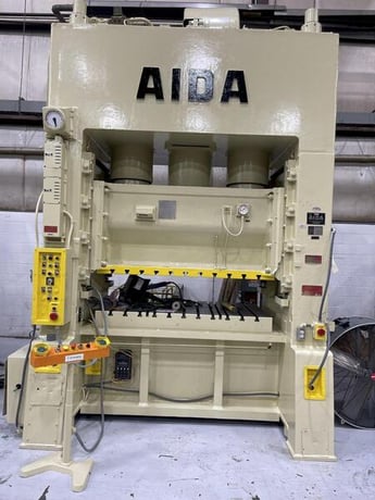 200 Ton, Aida #PDA-20M, straight side double crank press, 5.9" stroke, 23.7" Shut Height, air clutch & brake - Image 2