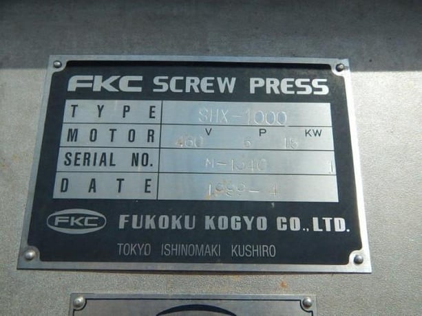FKC #SHX-1000, sludge dewatering screw press, Stainless Steel, 1984 - Image 3