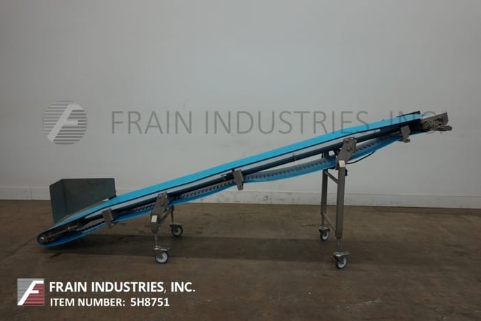18" wide x 12.9' long, Inclined Stainless Steel conveyor, 8-1/2" infeed height, food grade belt, 56" - Image 1