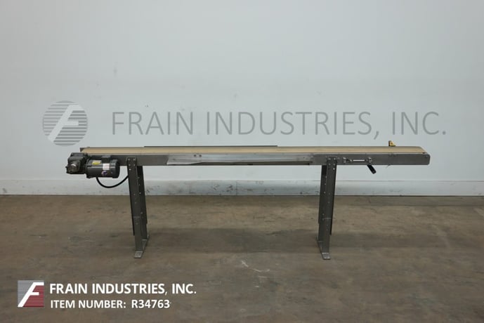 6" wide x 9.1' long, Stainless Steel belt conveyor, 37"-41" infeed/discharge height - Image 1