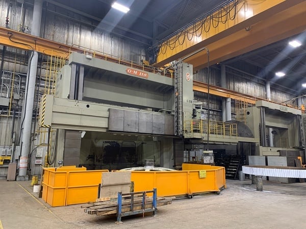 216" O-M, CNC vertical boring mill, dual Fanuc controls, 236" swing, 145" turning height, 100 HP, 1995 - Image 1