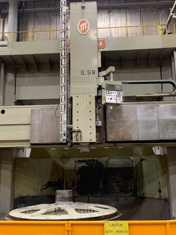 216" O-M, CNC vertical boring mill, dual Fanuc controls, 236" swing, 145" turning height, 100 HP, 1995 - Image 7