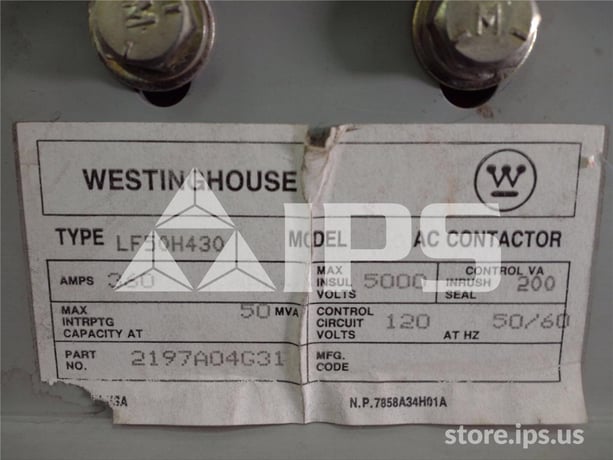 360 Amps WH Lf Ampgard Contactor Lf50h430 120 Volts AC Control - Image 3