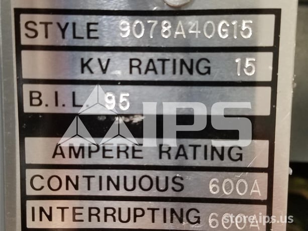 600 Amps WH Wfs Switch Id 15 KV 95 KV Bil 15 KV Switch, Pt Compartment - Image 2
