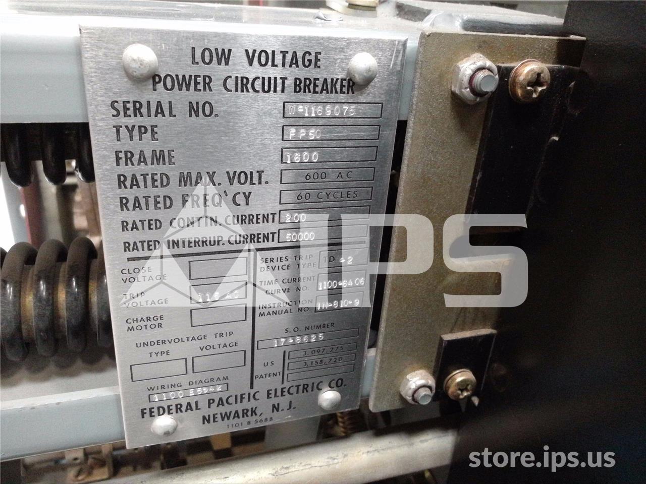 1600 Amps Fp Fp-50 Mo/do 120 Volts AC Shunt Trip, 200 Amps Td-2 Lsi - Image 5