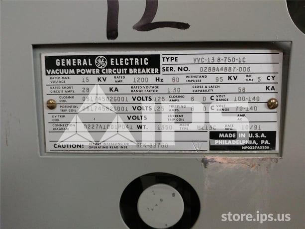 1200 Amps GE Vvc 13.8-750-1c Ml-13c (vvc 13.8-750) 125 Volts DC Control, 28k Amps Sc, Bottle# 186l0739p41 - Image 4
