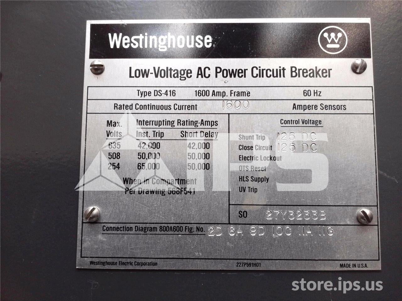 1600 Amps WH Ds-416 Eo/do 125 Volts DC Control, AC Pro Qt Lsig, 1600 Amps Ct - Image 5