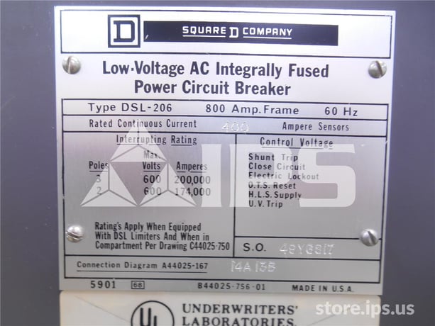 800 Amps Square D Dsl-206 Mo/do Amptector Ii-a Du Li, 400 Amps Ct, Bfi, 400 Amps Fuse - Image 3