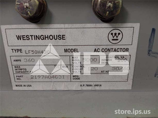 360 Amps WH Lf Ampgard Contactor Lf50h430 120 Volts AC Control - Image 5