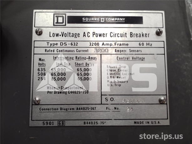 3200 Amps Square D Ds-632 Mo/do Amptector Ia Li, 3200 Amps Ct - Image 2