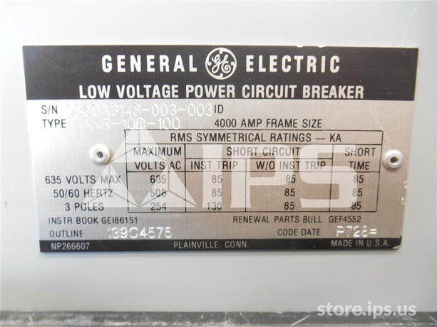 4000 Amps GE Akr-10d-100 Eo/do (akr-_d-100) 120 Volts AC Control, Mvt Pm Lsig, 4000 Amps Ct, 4000 Amps Rp - Image 4